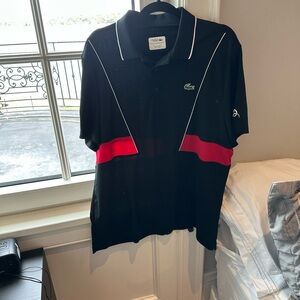 Lacoste Men's Black and Red Polo Shirt